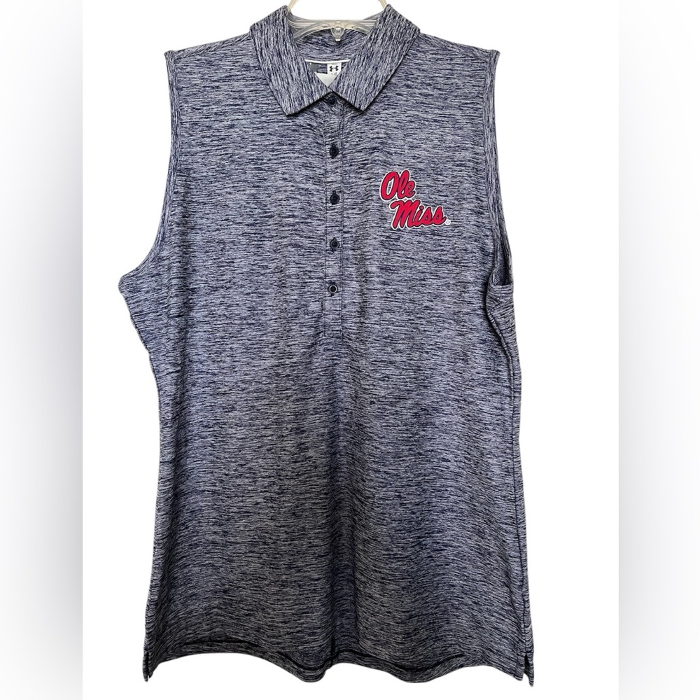 Under Armour Gray Sleeveless Polo Tank with Red Ole Miss Script
